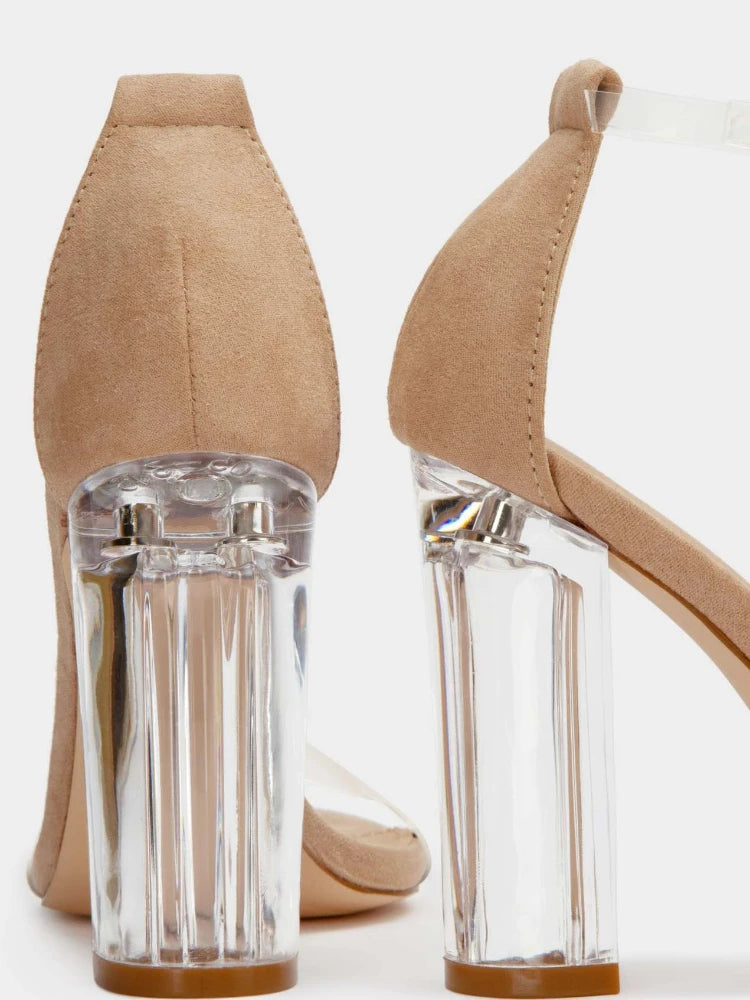 Sexy Women High Heel Shoes Summer Open Toed Women Sandals Luxury square transparent heel sandalias de mujer verano 2024 Big Size