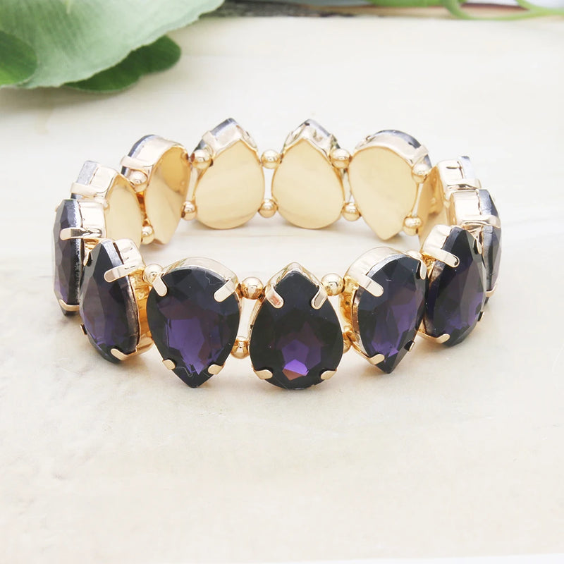 Bohemian Colorful Glass Bracelets For Woman European American Exaggeration Spring Rhinestone Bangle Madera Rhinestone Pulseira