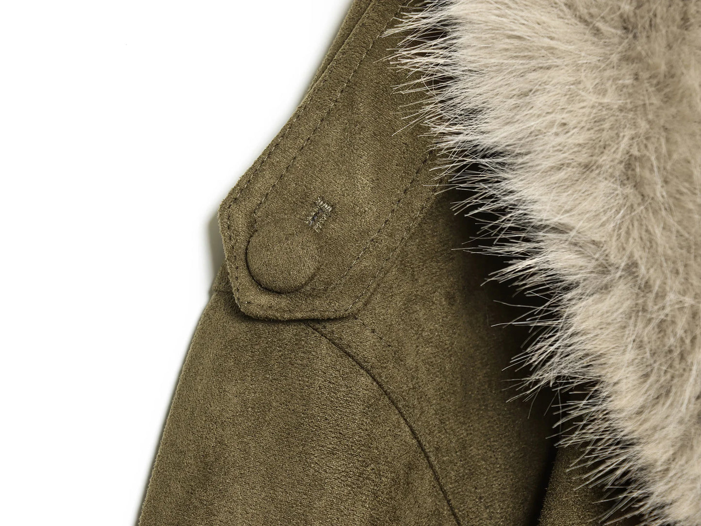 KONDALA Trendy Vintage Fur Collar Jacket Coat Women Elegant Double-breasted Suede Jacket 2026 Fall Winter High Street Jacket