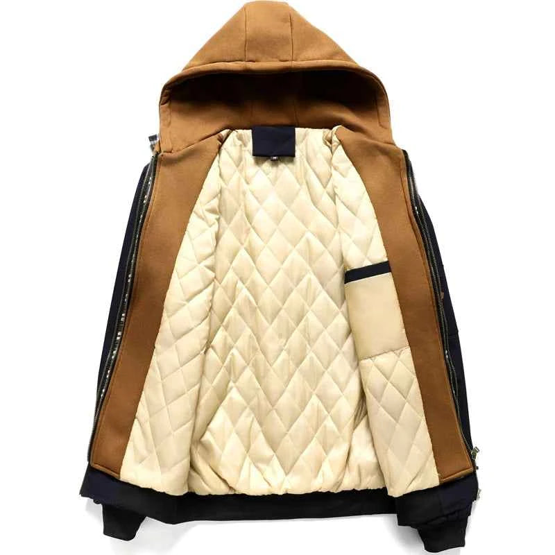 Autumn Winter Men's Warm Bomber Jacket Outdoor Man Thick Windbreaker Hiking Hooded Coats Men Thermal Sports Zipper Parkas Jacket