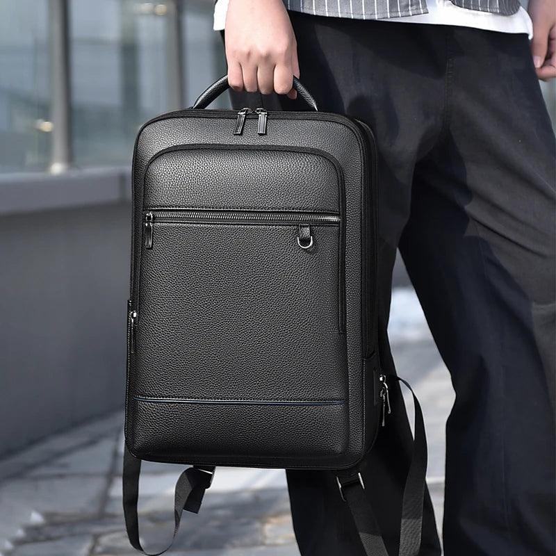 Executive Backpack Men PU Leather Satchel USB Charging Briefcase Office Travel Laptop Office Business Shoulder Back Pack Male - CRAVO ROSE