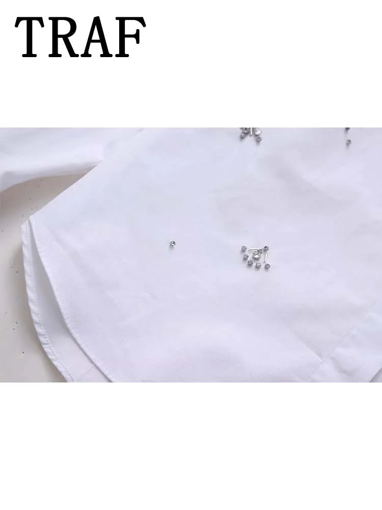 Blusas brancas elegantes da moda primavera 2025, blusas com lapela vazada, camisa slim feminina, casual, streetwear, blusa feminina para escritório