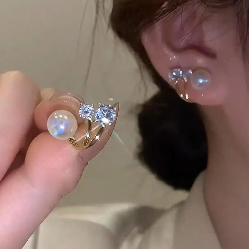 925 Silver Needle Korean Fashion Crystal Heart Earrings For Women Jewelry 2025 Trending New Luxury Women's Hoop Earrings Brincos