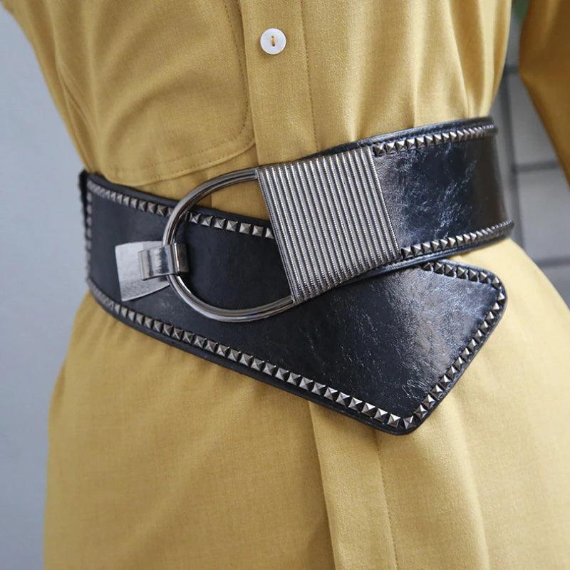 Women's Belt Decoration Fashionable and Versatile Personalized Dress Coat Elastic Waistband Wide and Cool Outer Layer Women Belt - CRAVO ROSE