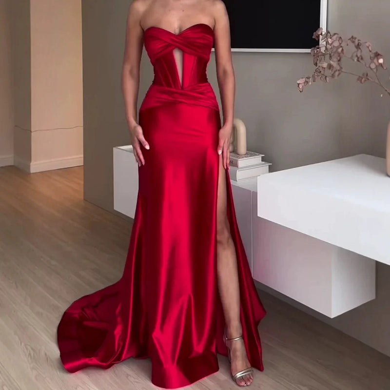 Elegant Long-Sleeve Wrap Chest One-Collar High-End Dress For European And American Occasions Wedding Party Gowns Bridesmaid Dres