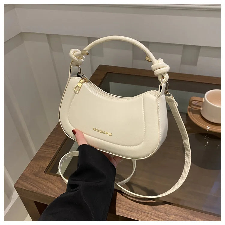 Bolsa de Luxo Francesa para Mulheres – Cor Sólida, Textura Sofisticada e Versátil (Modelo de Ombro)