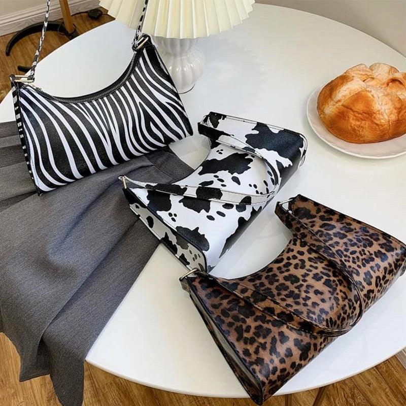 Fashion Zebra Leopard Print Women Handbag PU Leather Underarm Shoulder Bags Female Daily Totes Purse - CRAVO ROSE