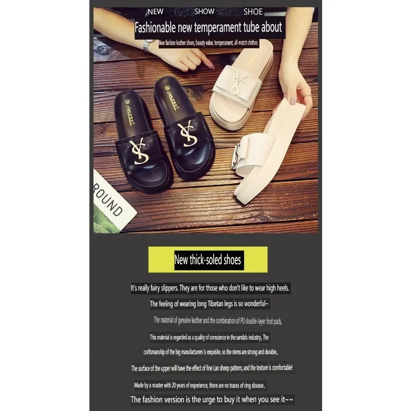 Slippers Summer Shoes Women Platform Design Slides Fashion Letters Ladies Shoes Casual Slipper Outside Non-slip Slippers Sandals