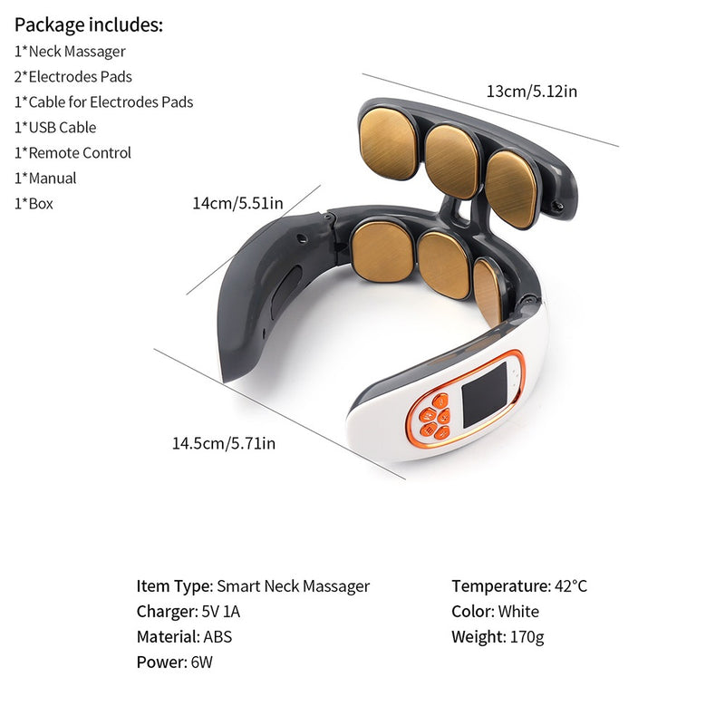 Massageador inteligente de pescoço e costas com 6 cabeças, massagem para ombros e pescoço, massageador cervical