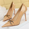 Sapatos de salto alto sensuais de 10 cm, cor vinho, nude, para mulheres, stripper, salto agulha, couro brilhante, para casamento, noiva, vermelho de qualidade