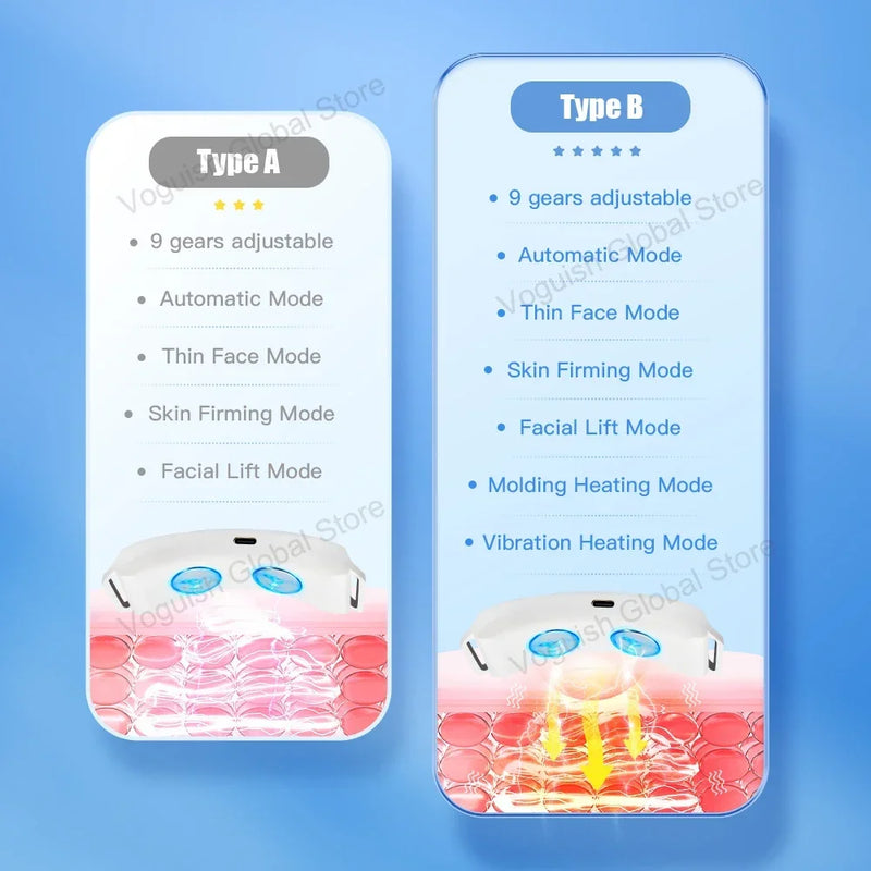 Removedor de queixo duplo, vibração, queixo para cima, massageador facial em V, levantador facial EMS, dispositivo de beleza, cinto modelador de lifting facial em V