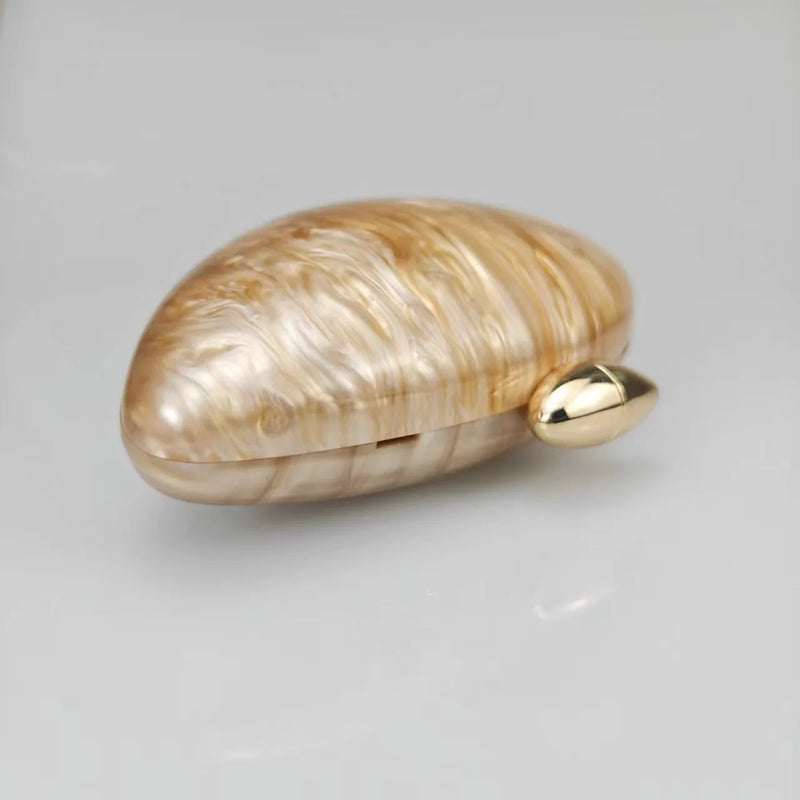 Shell Brand Pearl Brown Marble Acrylic Box Clutches Evening Bag Wedding Party  Female Mini Purse Evening Female Bridal Handbag