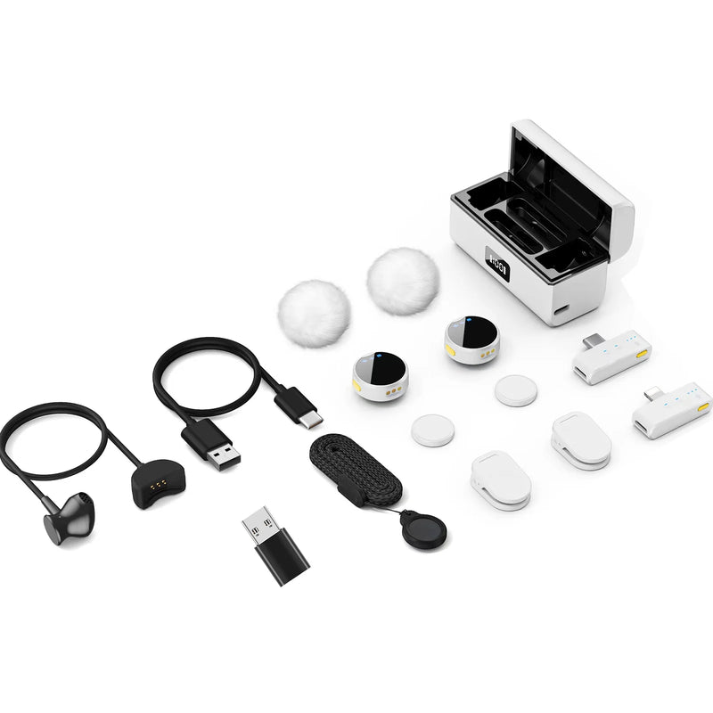 Microfone sem fio 100M para telefone Microfone de lapela magnético profissional com caixa de carregamento Redução de ruído para gravação