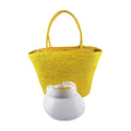 Yellow Beach Bag Kit and Visor Travel Straw Bag Large Fashion Tote