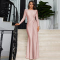 Ladies Autumn Elegant Evening Party Dress Women Long Sleeve O-Neck Ruched Fashion Maxi Dresses Night Club Streetwear Fall Outfit