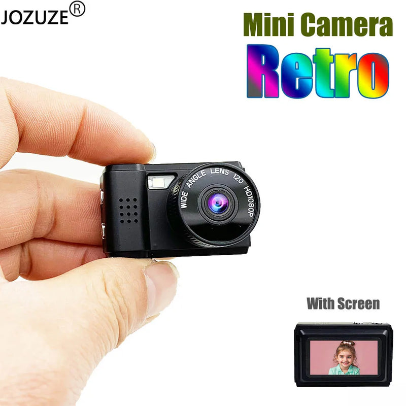 JOZUZE Nova Mini Câmera Retro com Tela Interior Casa Exterior 1080p Esportes Portátil Vintage Muito Pequena Câmera Mini Gravadora de Vídeo