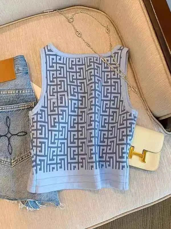 Stunning Knitted Crop Top Women's Sleeveless Tight Fit Short Style Summer Inner Wear Outer Wear Base Layer Hot Girl Vest
