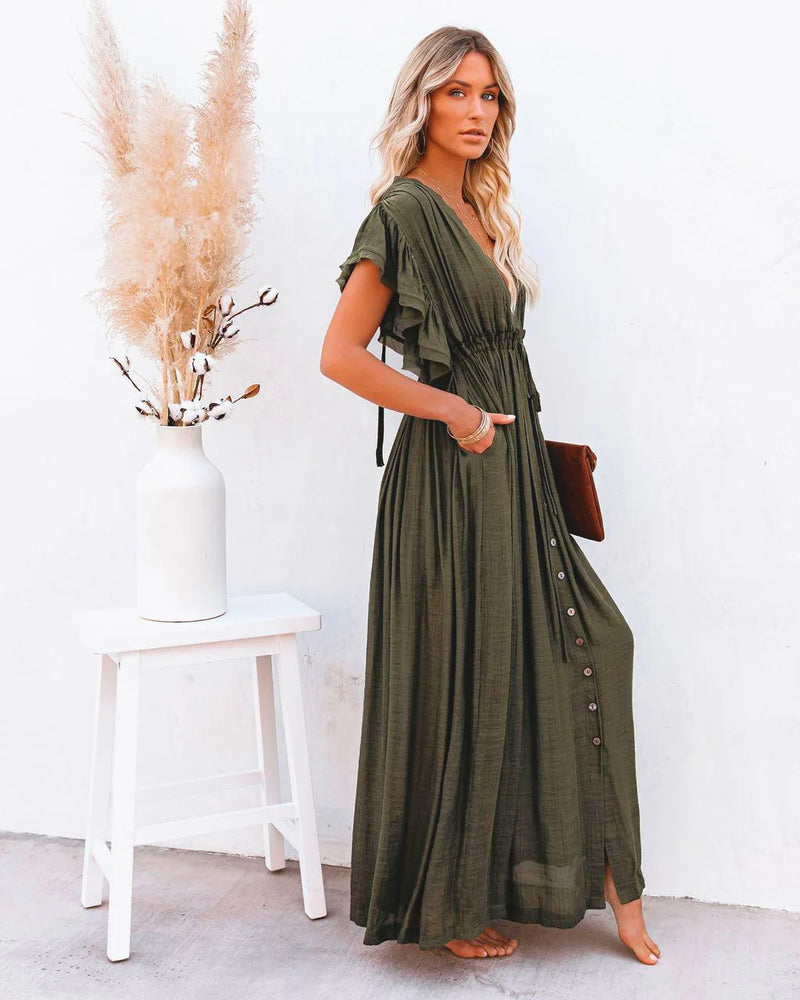Blusa de biquíni com botões e cintura alta, saia longa, cardigan, jaqueta de praia para férias, proteção solar