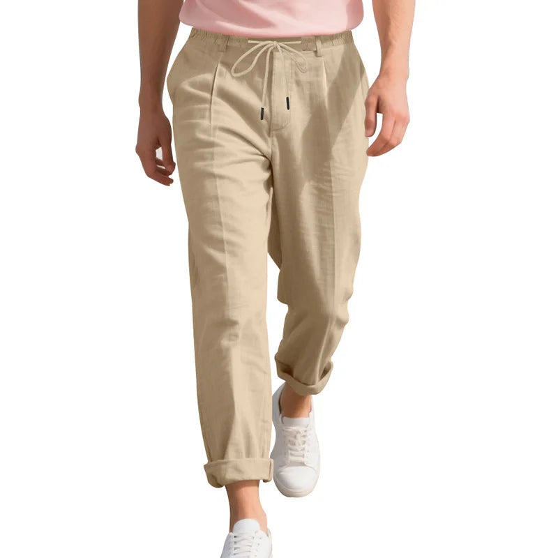 Men's Loose Casual Loose Straight Linen Naples Gurg Breathable Pants Men Clothing Trousers Traf Homme Pantalones Sweatpants