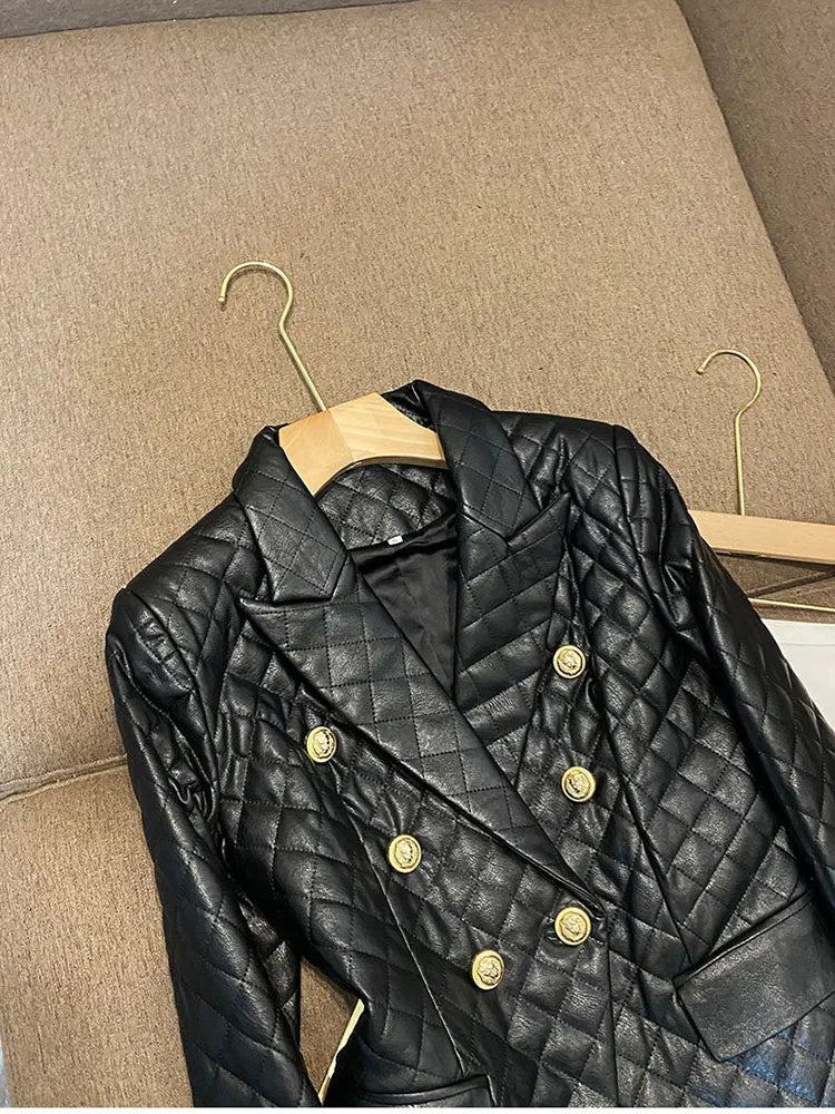 High-end Black Elegant Suit Jacket Ladies Casual Double Breasted Fashion Women's Blazer 2023 Office Work Casual Female Outerwear