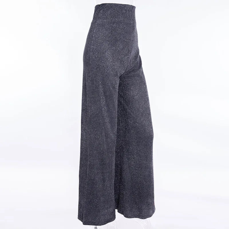 Fashion Elegant High Waist Pants Women's 2024 Spring Drape Straight Sequins Clubwear Trousers Y2k Aesthetics Vintage Streetwear