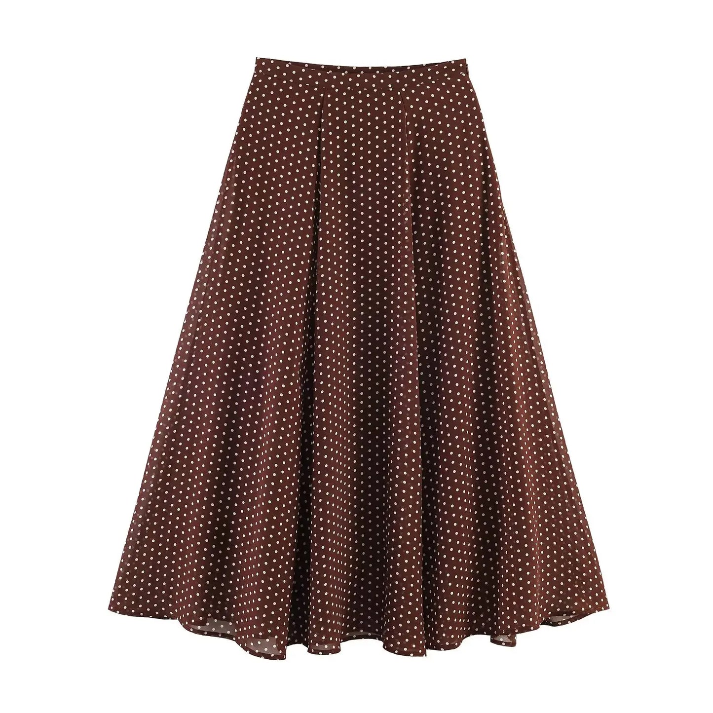 ETJ Women's Polka Dot Blouse Skirt Set 2026 Spring High Neck Batwing Sleeve Sheer Front Tie Bow Midi A-Line Dress Set
