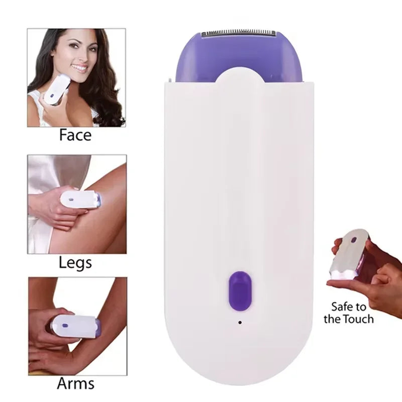Depilador elétrico Barbeador elétrico Mini recarregável Remove pelos sem dor Depilador facial para rosto e corpo