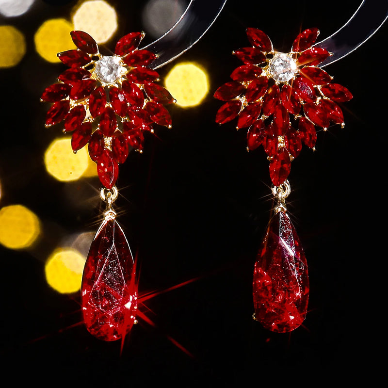 Design sense of personality exquisite colorful full of diamonds drop earrings fashion light luxury temperament match earrings