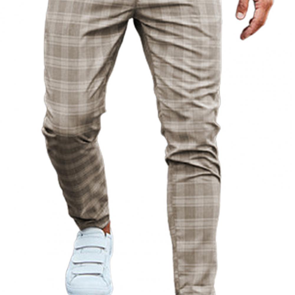 Checkered Pattern Fashion Men Trousers Plaid Loose Autumn Winter Vintage Men's Pants Business Casual Straight Leg Slim Pants