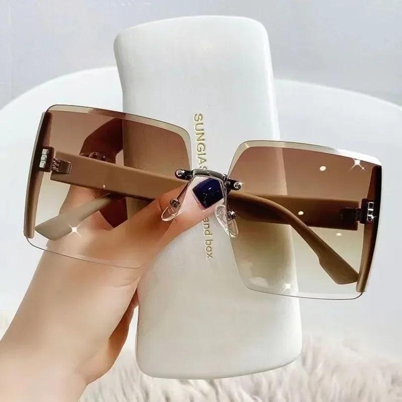 New Vintage Square Sunglasses Woman Classic Retro Gradient Mirror Frameless Sun Glasses Female Fashion Rimless Oculos De Sol - CRAVO ROSE