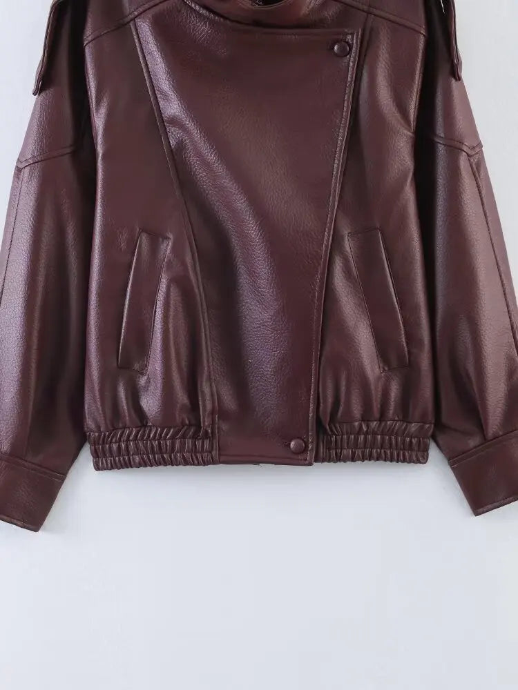 Fashionable High-Quality Zipper Three-Color Leather Jacket Women's Premium Style Small Fragrance Wind Summer Outerwear