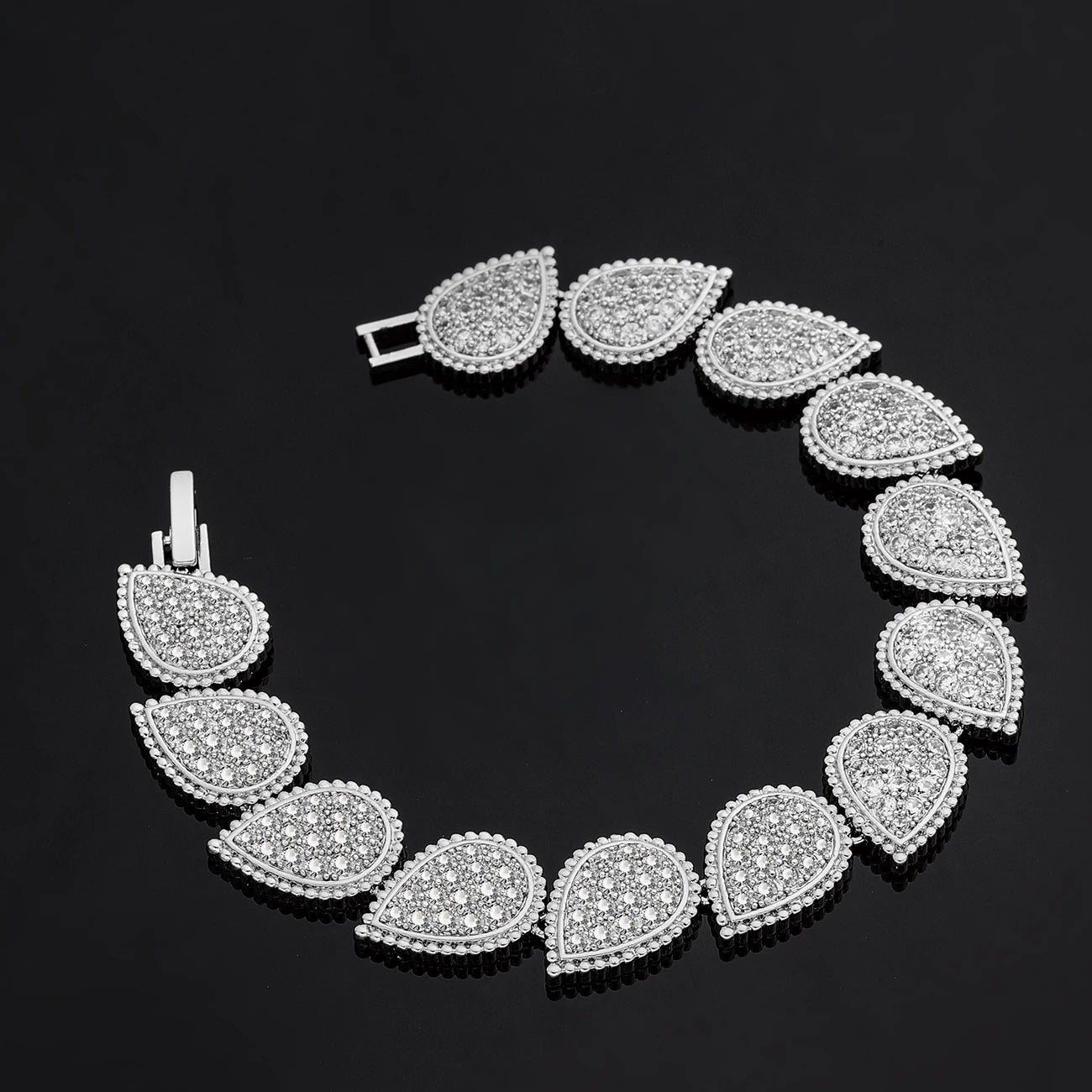 Moda 4 pçs acessórios de festa brincos colar pulseira anel zircão cúbico casamento conjunto de jóias de noiva para mulher - CRAVO ROSE