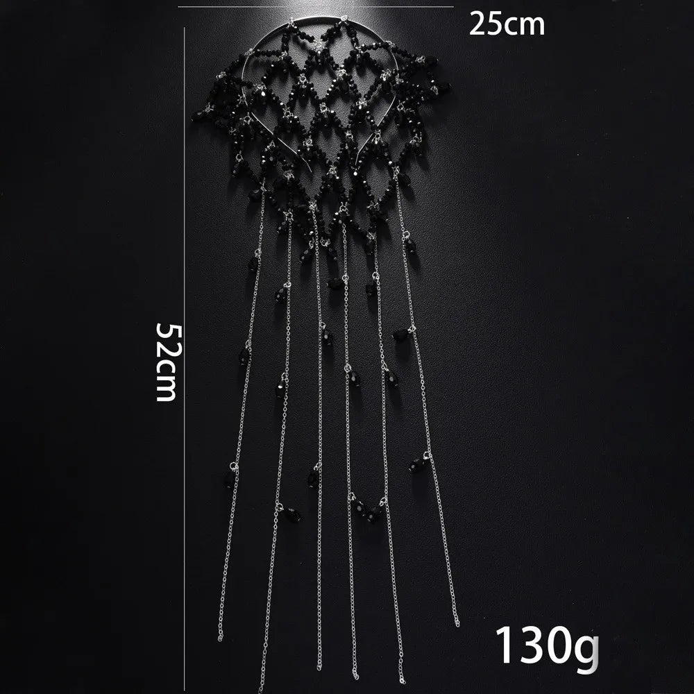 Fashion Rhinestone Pendant Hair Chain Black Bridal Forehead Chain Women Headwrap Wedding Gift