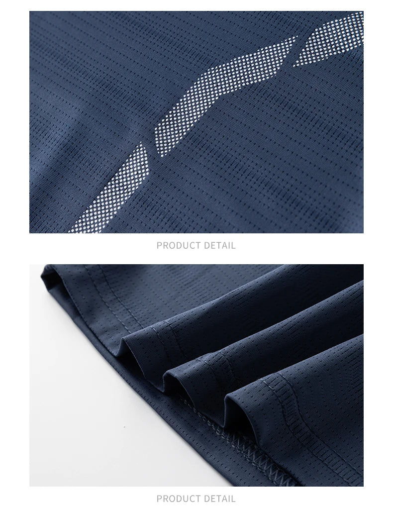 Camiseta masculina de manga curta, de seda gelada, de secagem rápida, para o verão, ideal para corrida ao ar livre, fitness e esportes.