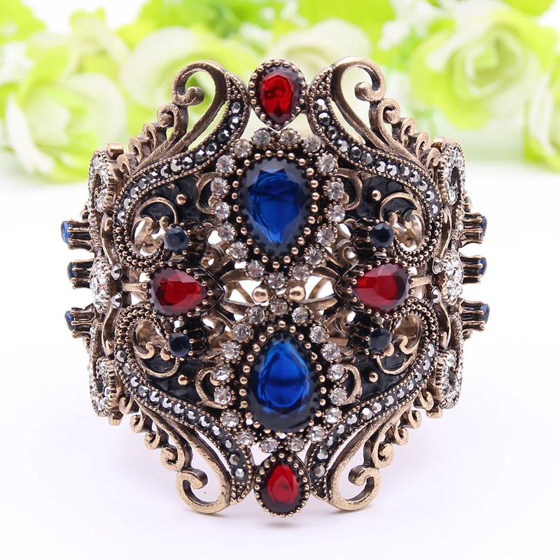 Neovisson Delicate Woman Personality Wide Flower Bangle Cuff Women Antique Gold Color Bracelet Wedding Jewelry Bride Gift