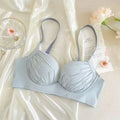 2024 New Pleated Bras Push Up Bra Small Chest No Steel Ring Wirelss Soft Bra Solid Color Sweet Seamless Bra