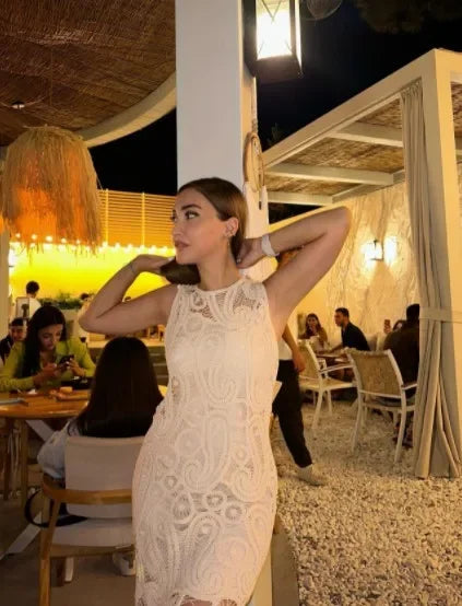Crochet Knitted Asymmetric Women's Dress Set Chic O-neck Sleeveless Top Short Lining Skirt Suit 2023 Fashion Fairy Sweet Outfits