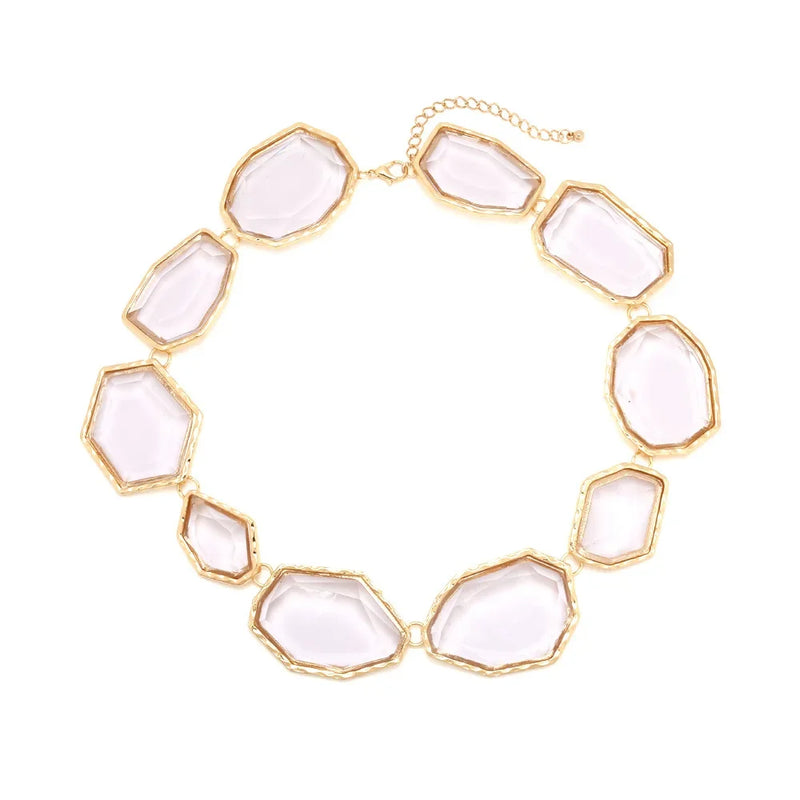 New Irregular Geometry Transparent Resin Necklace Women's Elegant and Cute Sweater Chain Banquet Jewelry Accessories