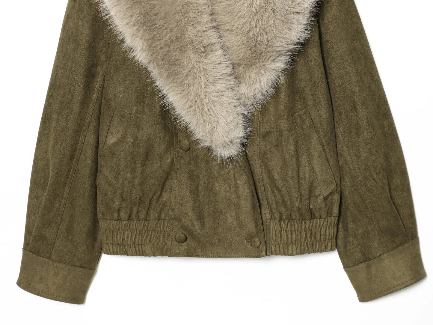 KONDALA Trendy Vintage Fur Collar Jacket Coat Women Elegant Double-breasted Suede Jacket 2026 Fall Winter High Street Jacket