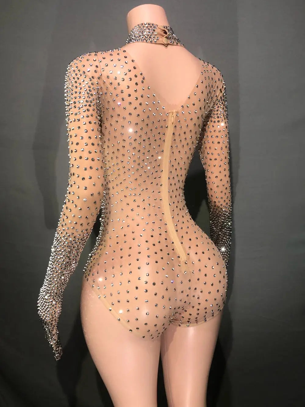 Luxurious Rhinestones Leotard Pants Women Evening Prom Party Birthday Outfit Sexy Mesh Dance Costume Crystal Bodysuit Stage Wear