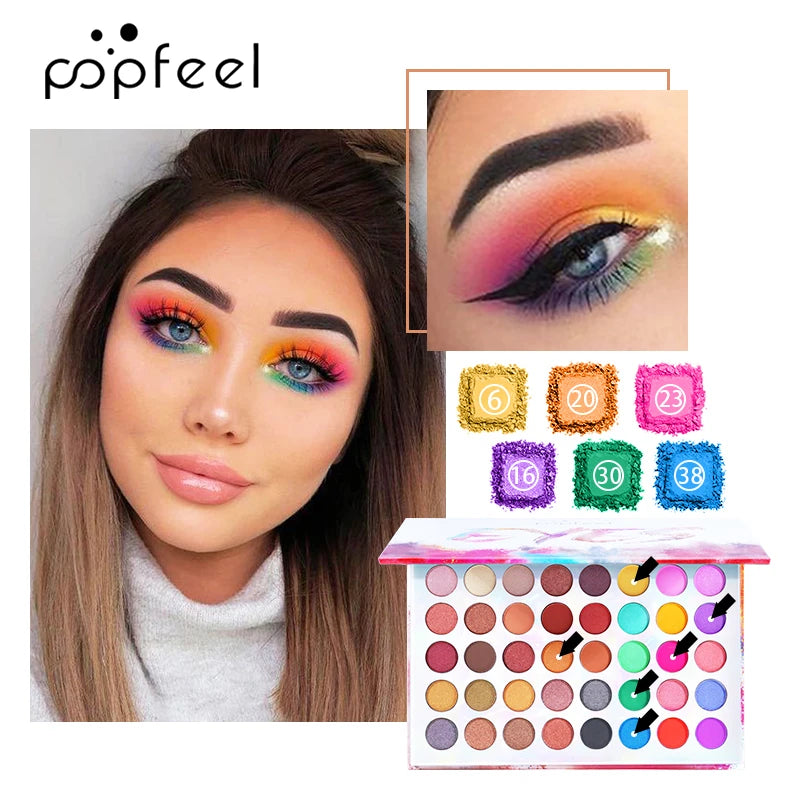 Paleta de sombras POPFEEL Color Studio, altamente pigmentada, 40 tons matte e brilhantes, à prova d'água e fácil de misturar