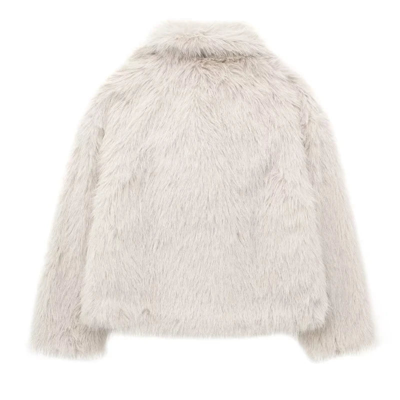 HXAO White Faux Fur Coat 2024 Woman New in coats Autumn Winter Fur Plush Fluffy Jacket Warm Red Gray Black Outerwears