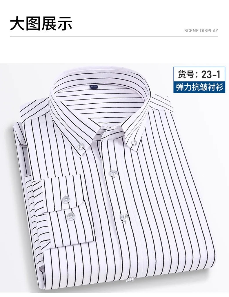 Camisa Social Masculina Listrada Manga Longa – Estilo Business Casual Elegante