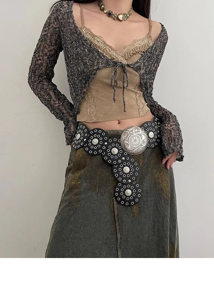 Adorno de cinto de vento com saias com acessórios exagerados  cinto largo feminino e moda retrô