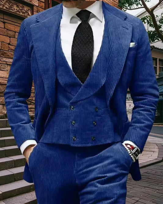 Velveteen-Men's Warm Velvet Suit, 3-Piece Set, Men's Clothing, Perfect for the Season
