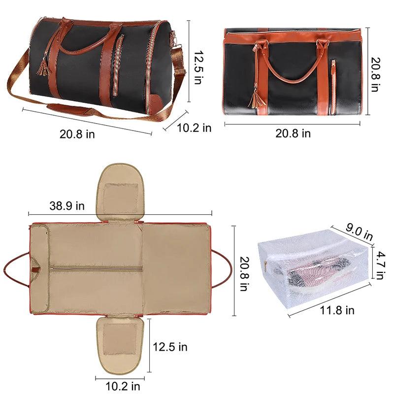 2024 Fashion Large PU Folding Suit Storage Bag Women High Capacity Luggage Handbag Travel Sport Outdoor Multi Function Organizer - CRAVO ROSE