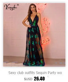 Vestidos longos Sexy preto sem costas lantejoulas maxi  elegante bodycon