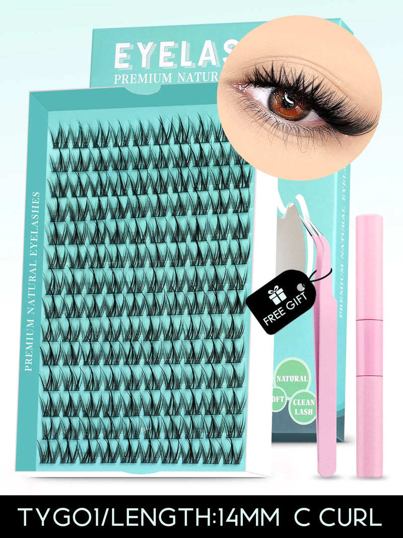 Kit de cílios postiços GROINNEYA faça você mesmo, cílios de manga de 10 a 18 mm, bandeja mista, conjuntos de cílios individuais, kit com cílios postiços faça você mesmo