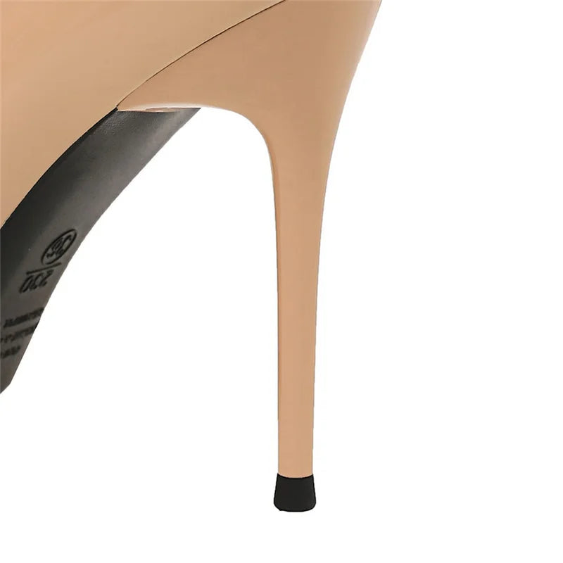 Sapatos de salto alto sensuais de 10 cm, cor vinho, nude, para mulheres, stripper, salto agulha, couro brilhante, para casamento, noiva, vermelho de qualidade