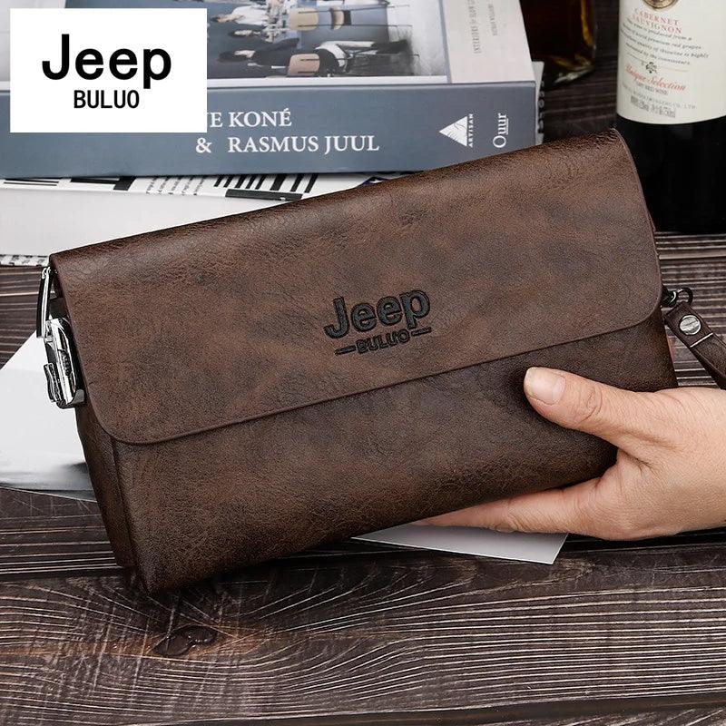 JEEP BULUO Brand PU Leather Clutch Bag In Three Colors New Style Men's Wallet Long Card Bag Men's Wallet Zipper Large Space - CRAVO ROSE